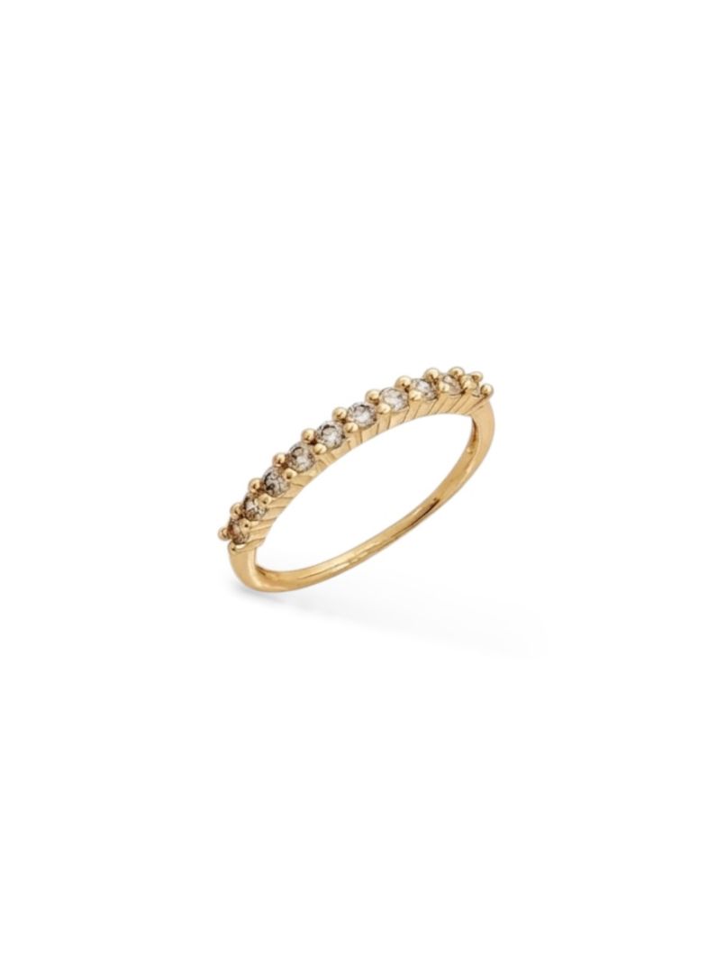 Anel Folheado a Ouro 18k e Prata Mini Pedras de Zircônia