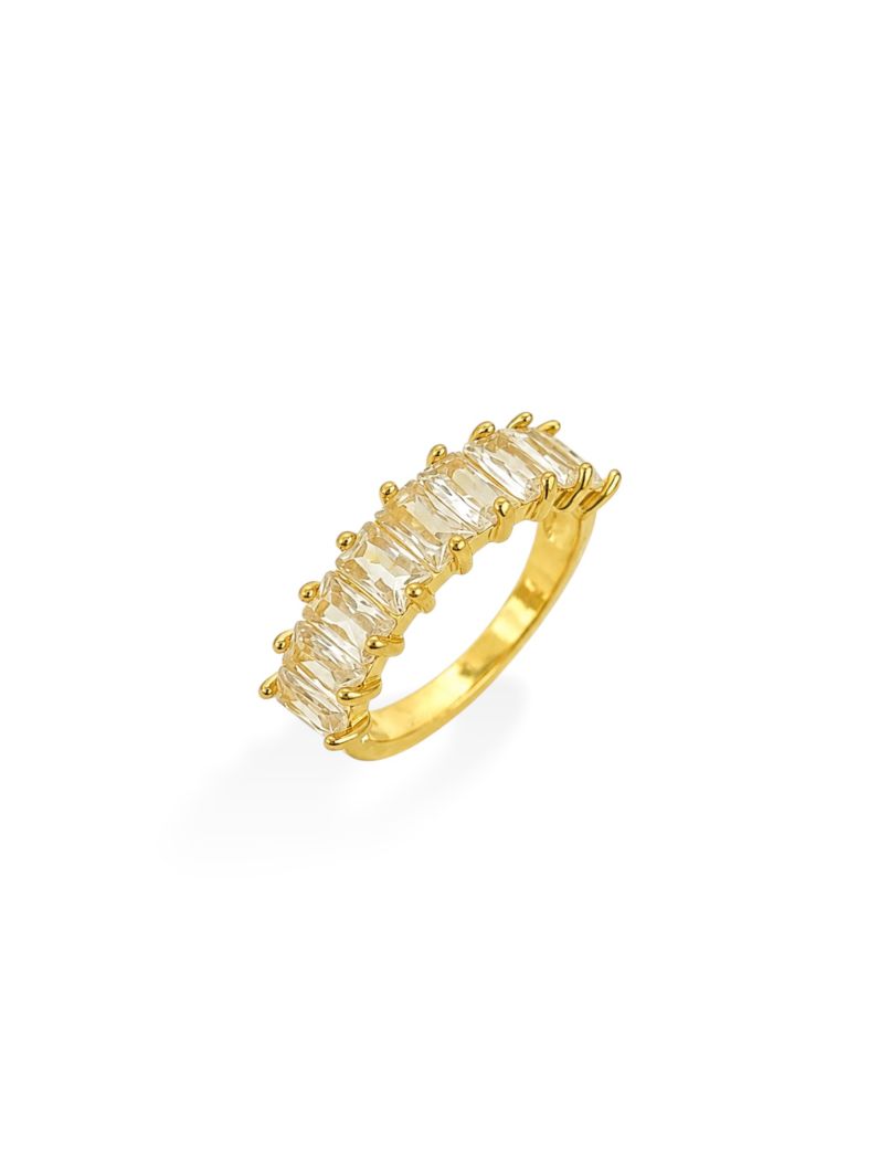 Anel Folheado a Ouro 18k e Prata Navete Quadrado