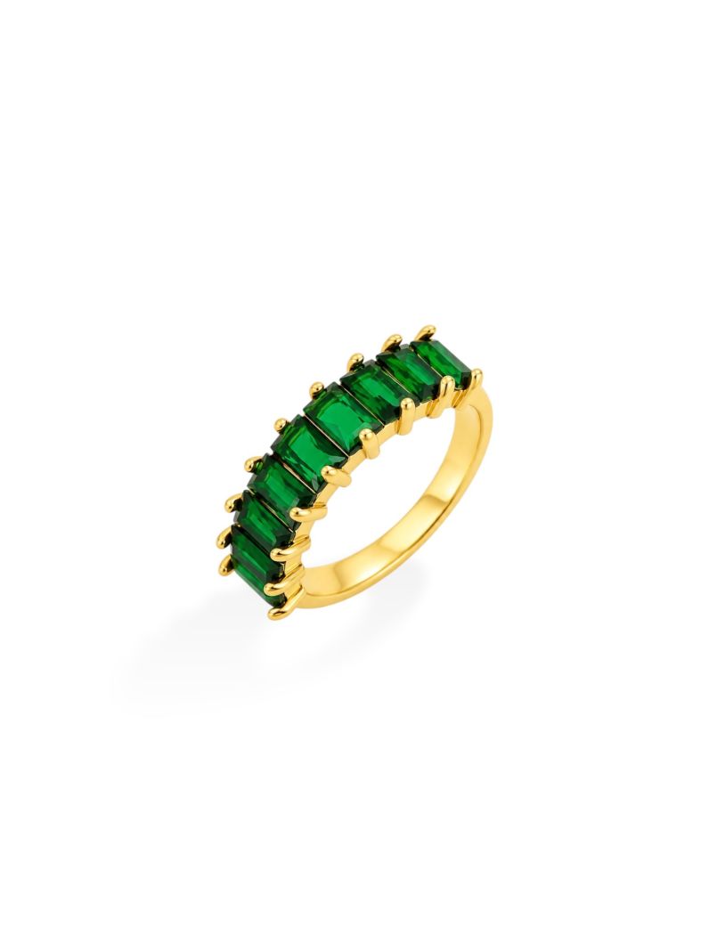 Anel Folheado a Ouro 18k e Prata Navete Quadrado