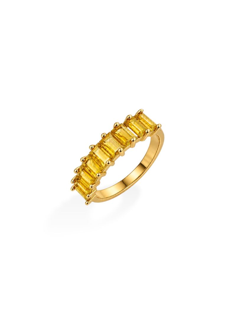 Anel Folheado a Ouro 18k e Prata Navete Quadrado