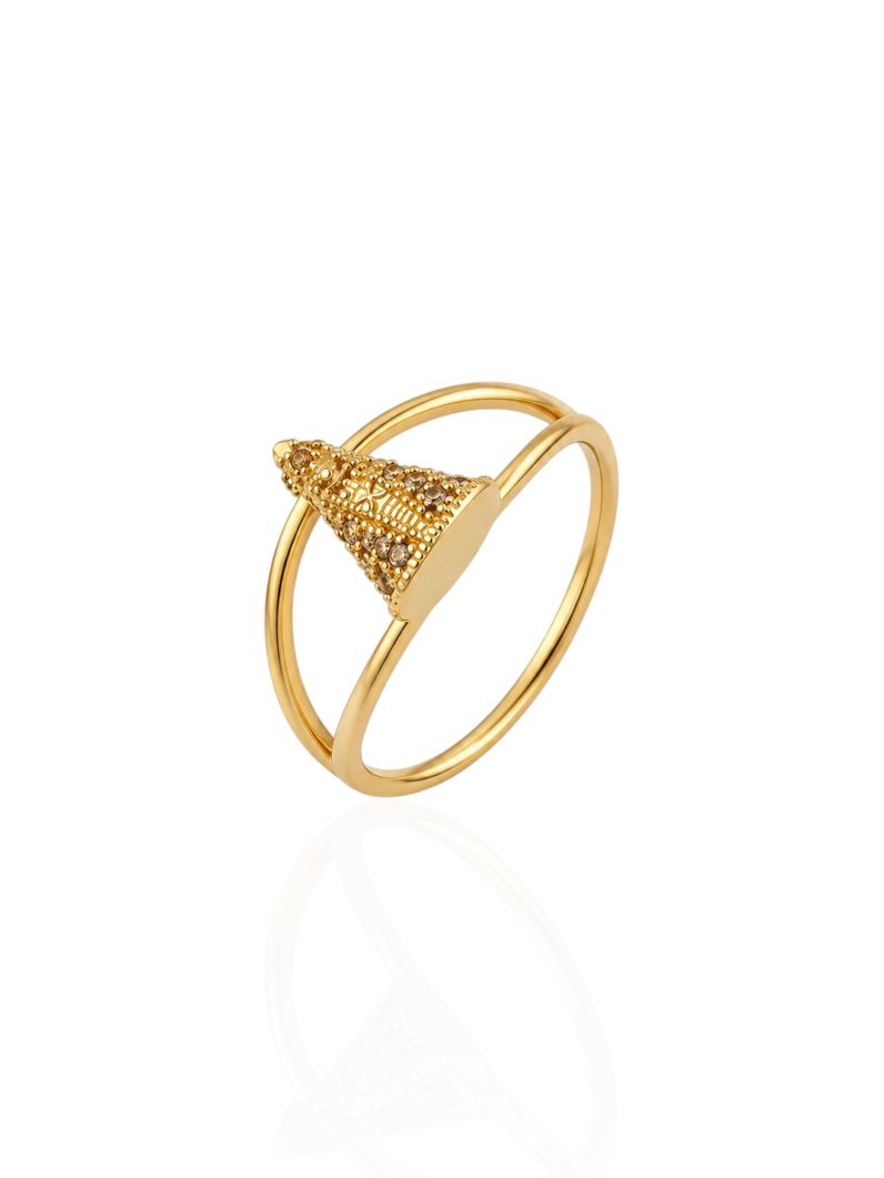 Anel Folheado a Ouro 18k e Prata Nossa Senhora Com Zirconia