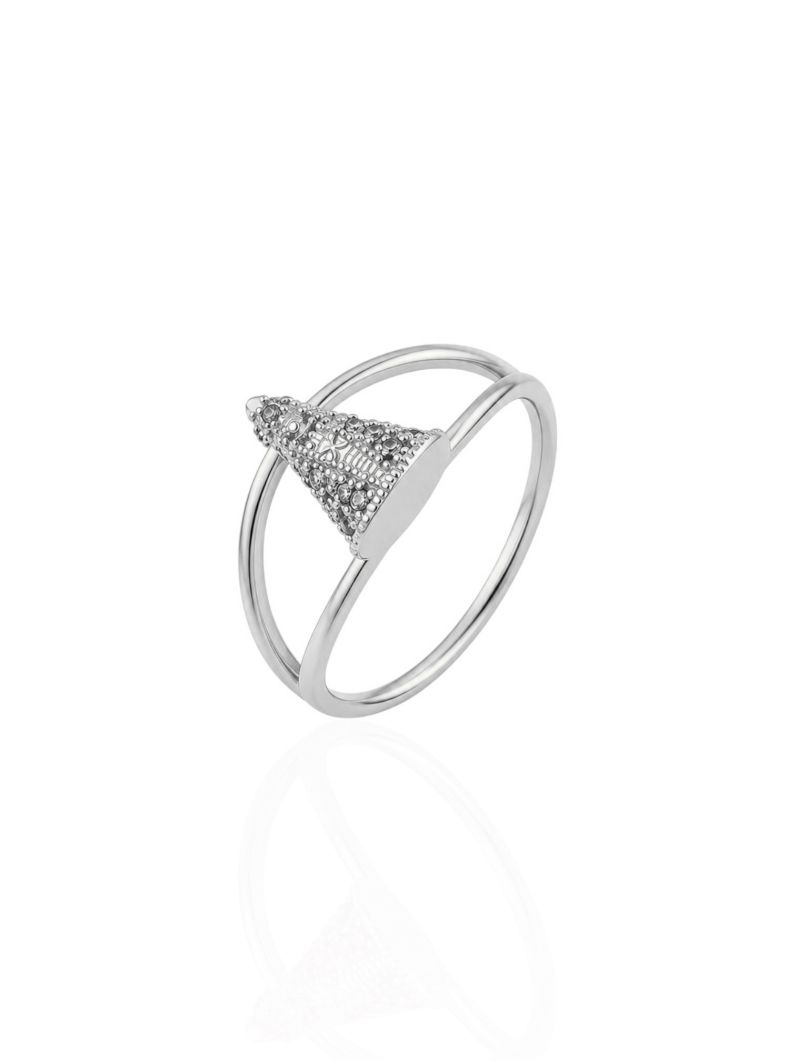 Anel Folheado a Ouro 18k e Prata Nossa Senhora Com Zirconia