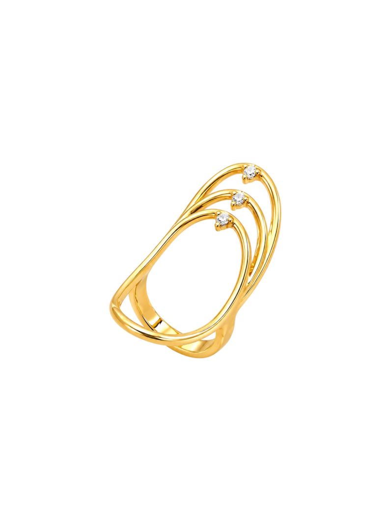 Anel Folheado a Ouro 18k e Prata Orgânico Vazado