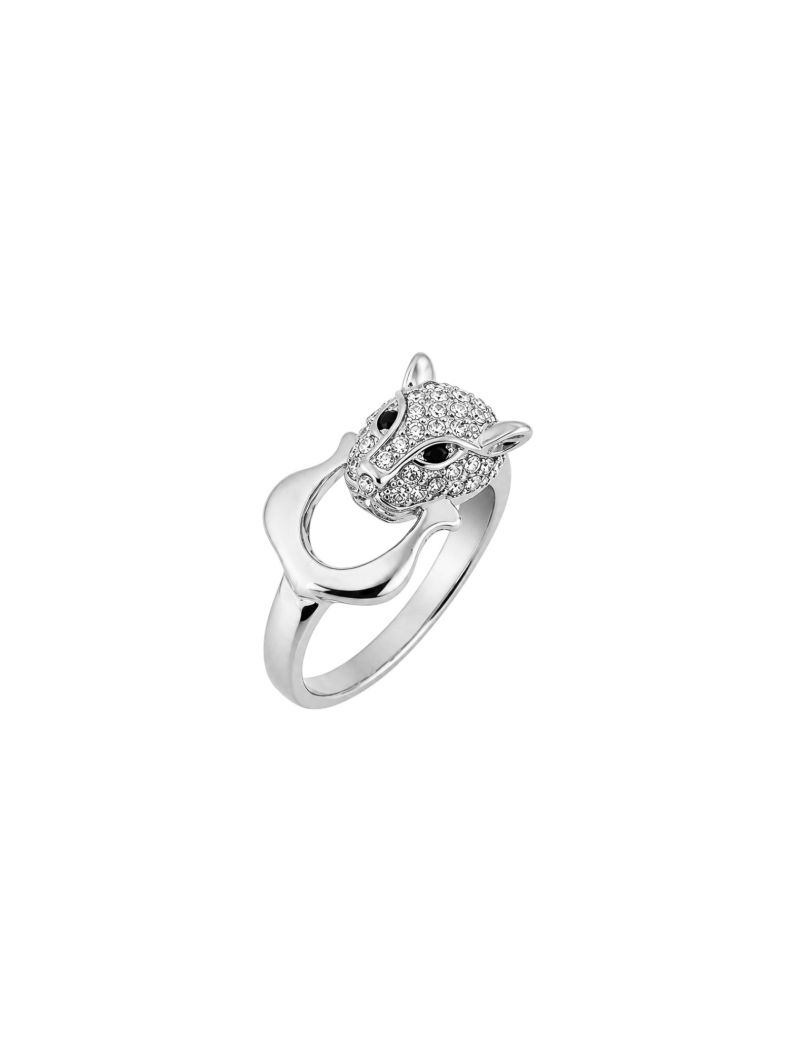 Anel Folheado a Ouro 18k e Prata Panteira Cravejado