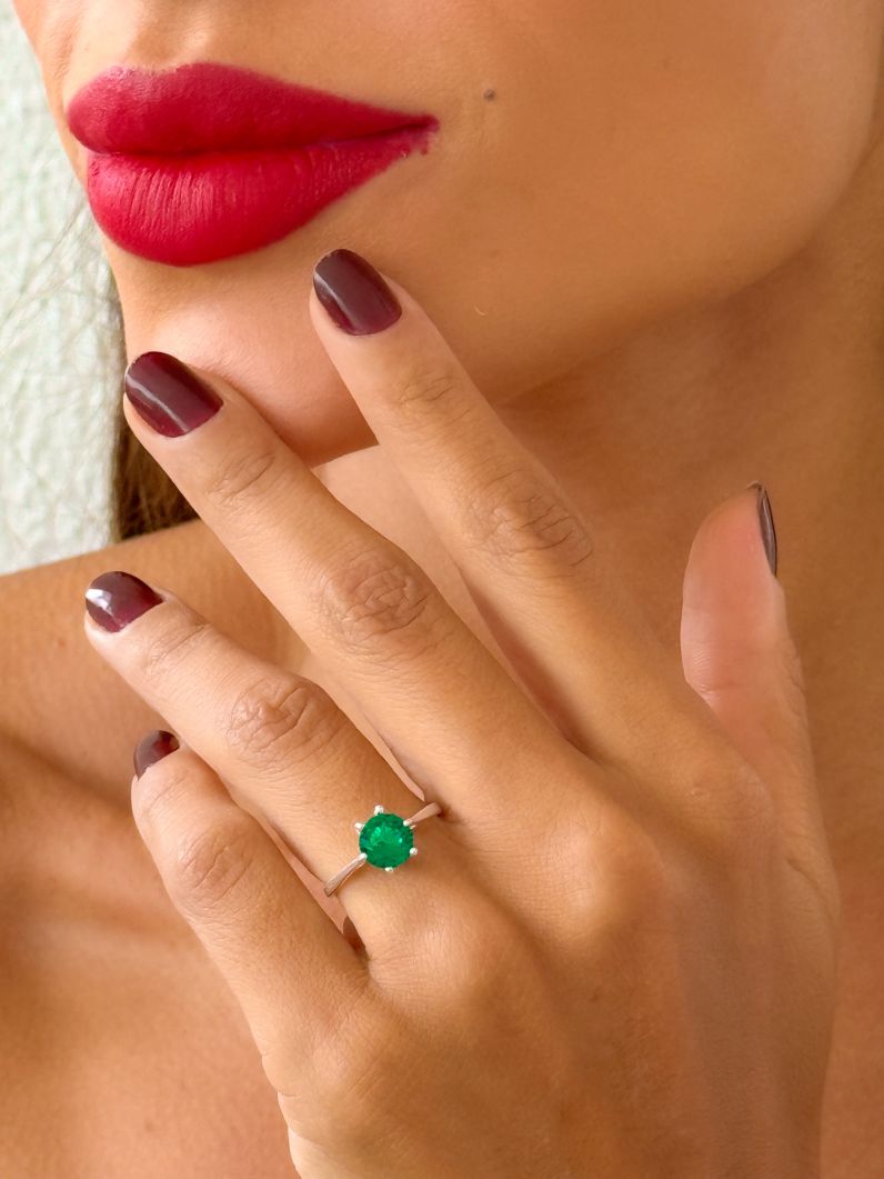 Anel Folheado a Ouro 18k e Prata Pedra de Zircônia 6mm
