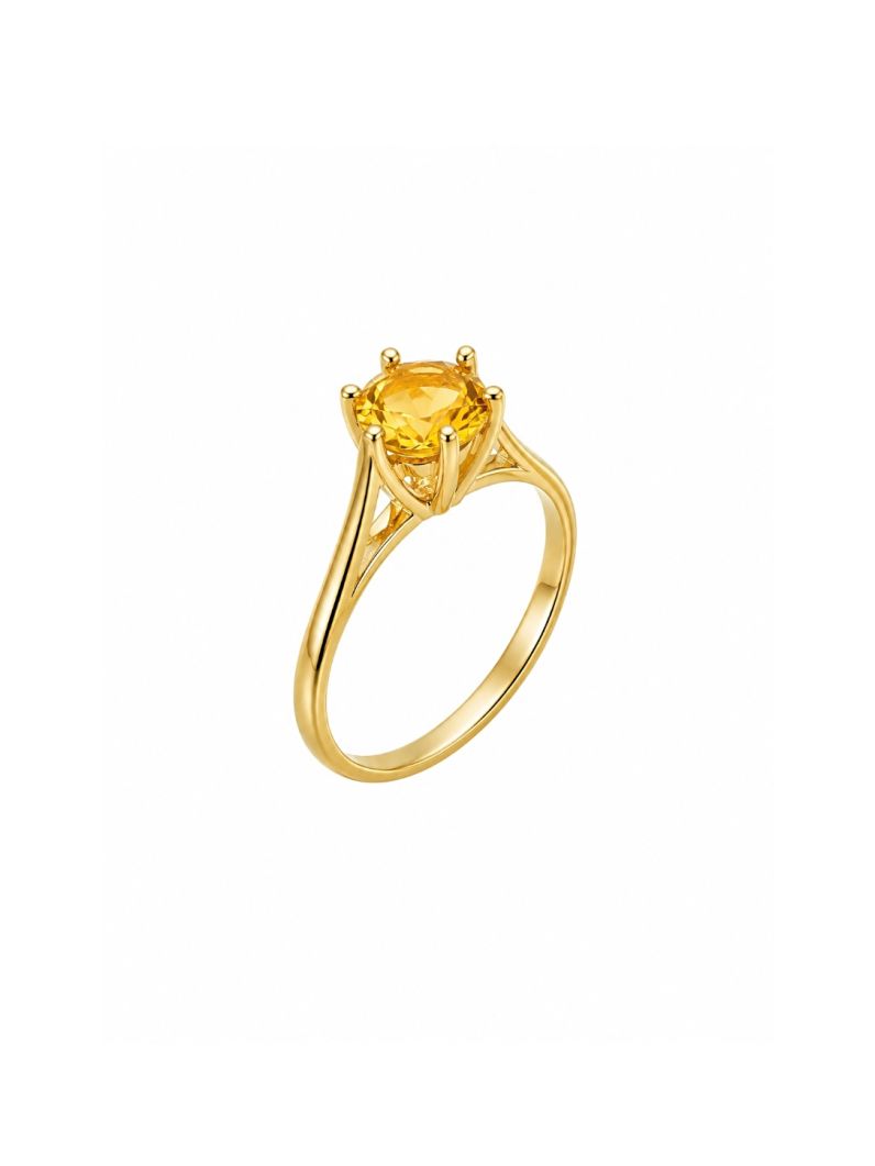 Anel Folheado a Ouro 18k e Prata Pedra de Zircônia 6mm