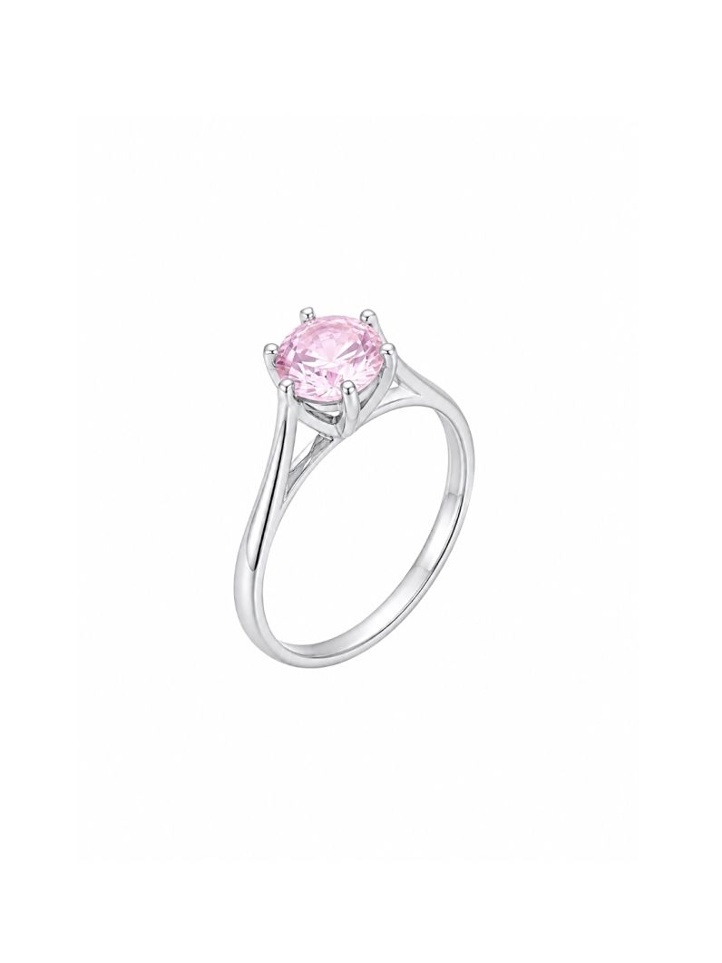 Anel Folheado a Ouro 18k e Prata Pedra de Zircônia 6mm