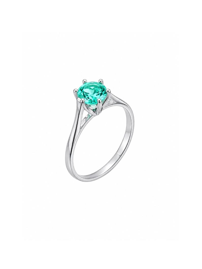 Anel Folheado a Ouro 18k e Prata Pedra de Zircônia 6mm