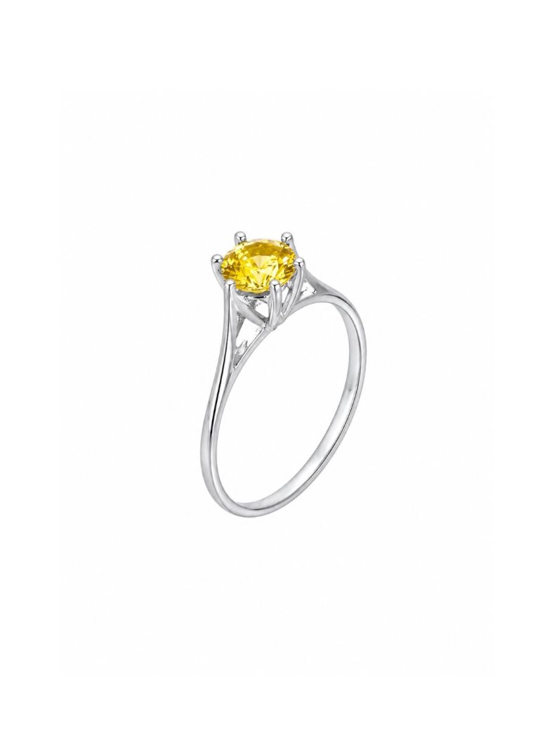Anel Folheado a Ouro 18k e Prata Pedra de Zircônia 6mm