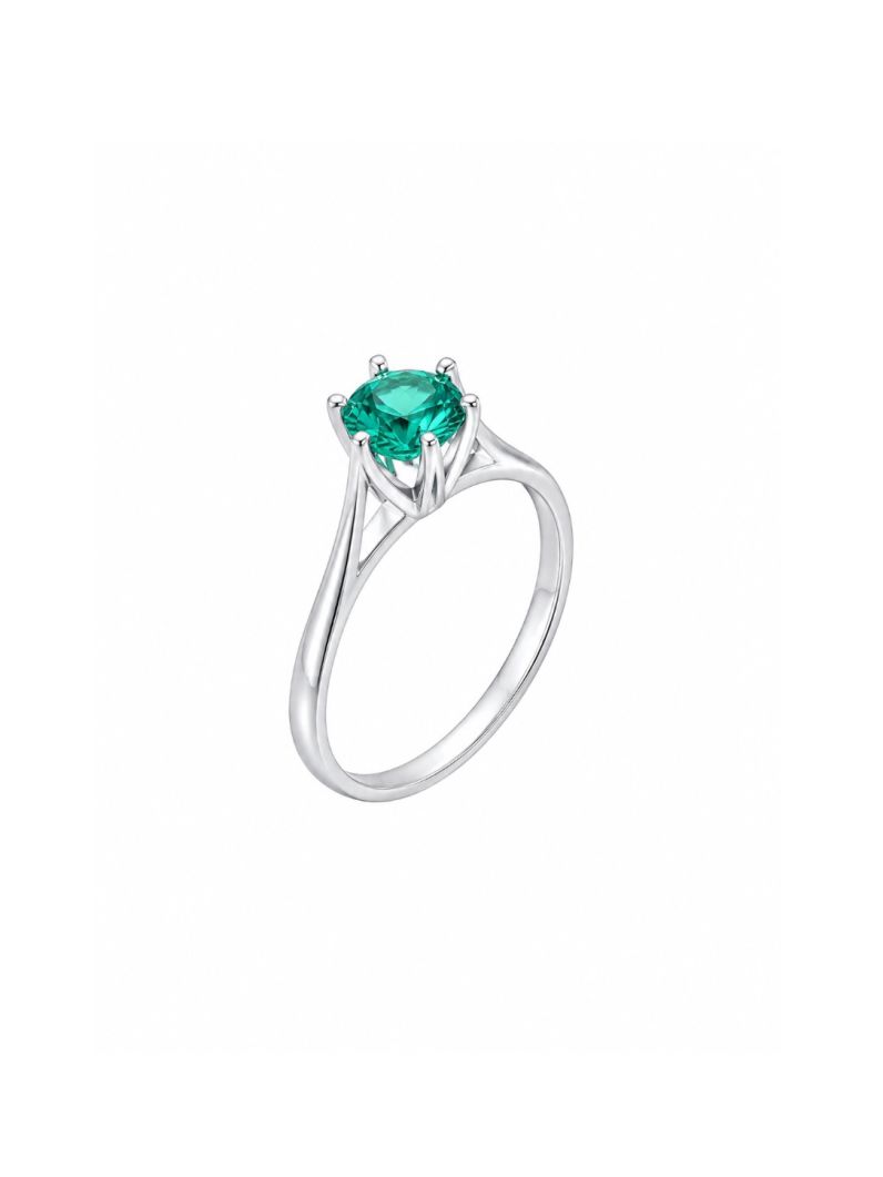 Anel Folheado a Ouro 18k e Prata Pedra de Zircônia 6mm