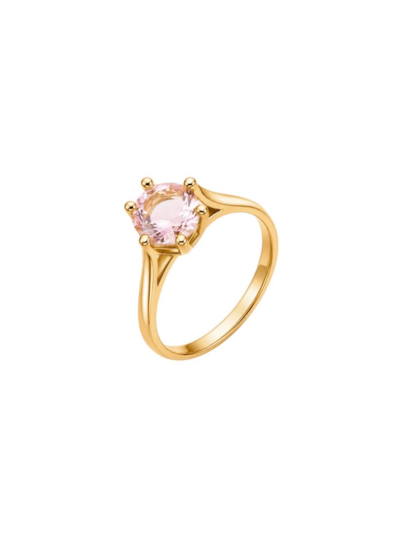 Anel Folheado a Ouro 18k e Prata Pedra de Zircônia 6mm