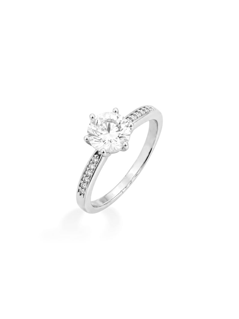 Anel Folheado a Ouro 18k e Prata Ponto de Luz e Micro Zirconia