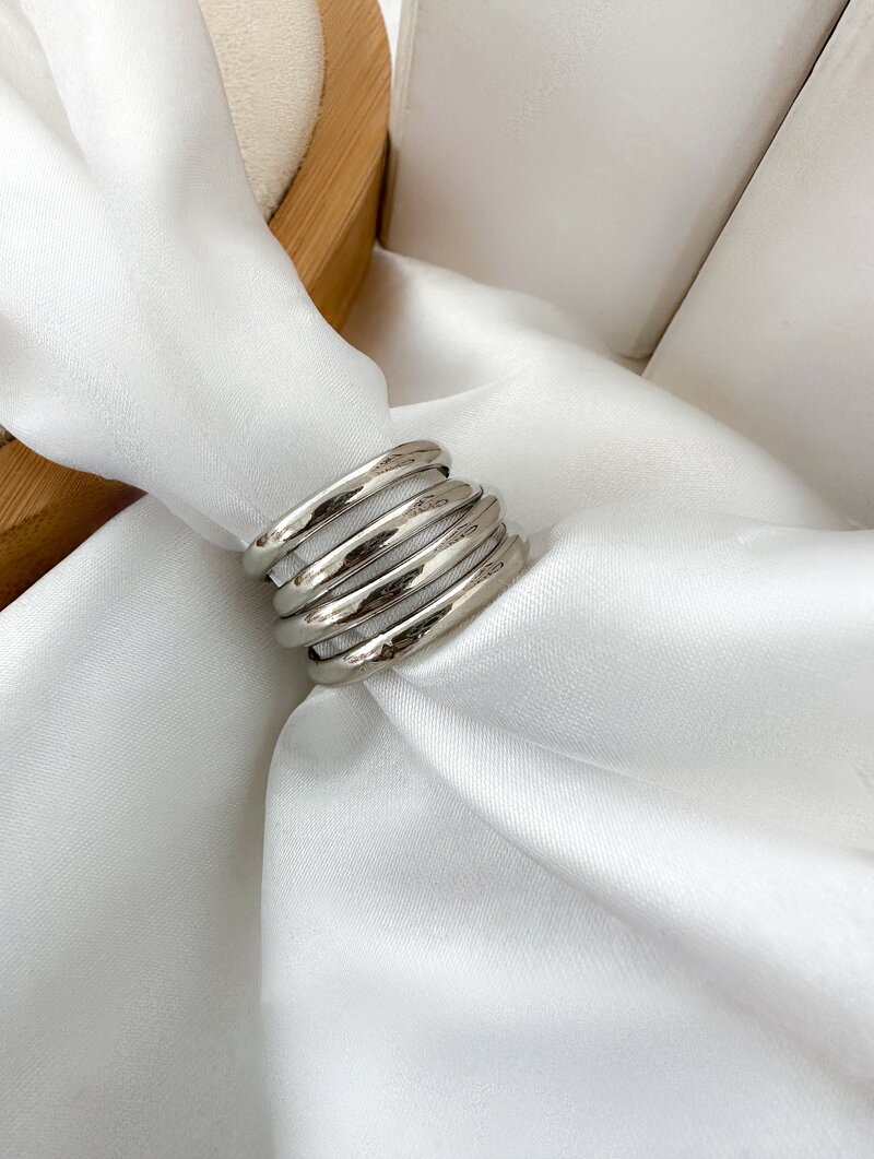 Anel Folheado a Ouro 18k e Prata Quatro Fios Liso