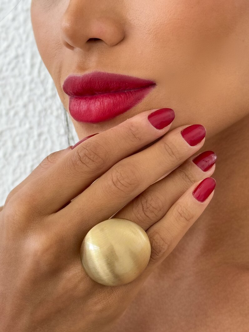 Anel Folheado a Ouro 18k e Prata Regulável Botton Fosco