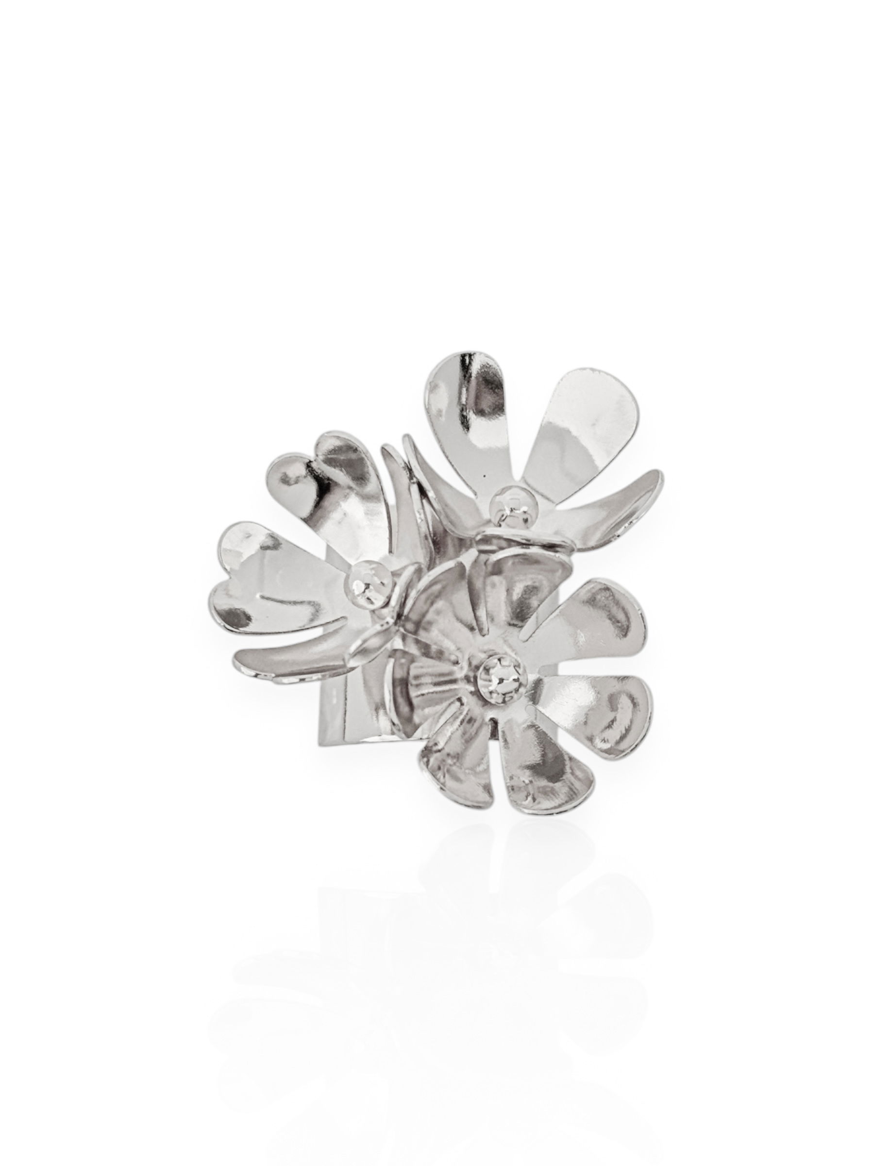 Anel Folheado a Ouro 18k e Prata Regulável Flor Max