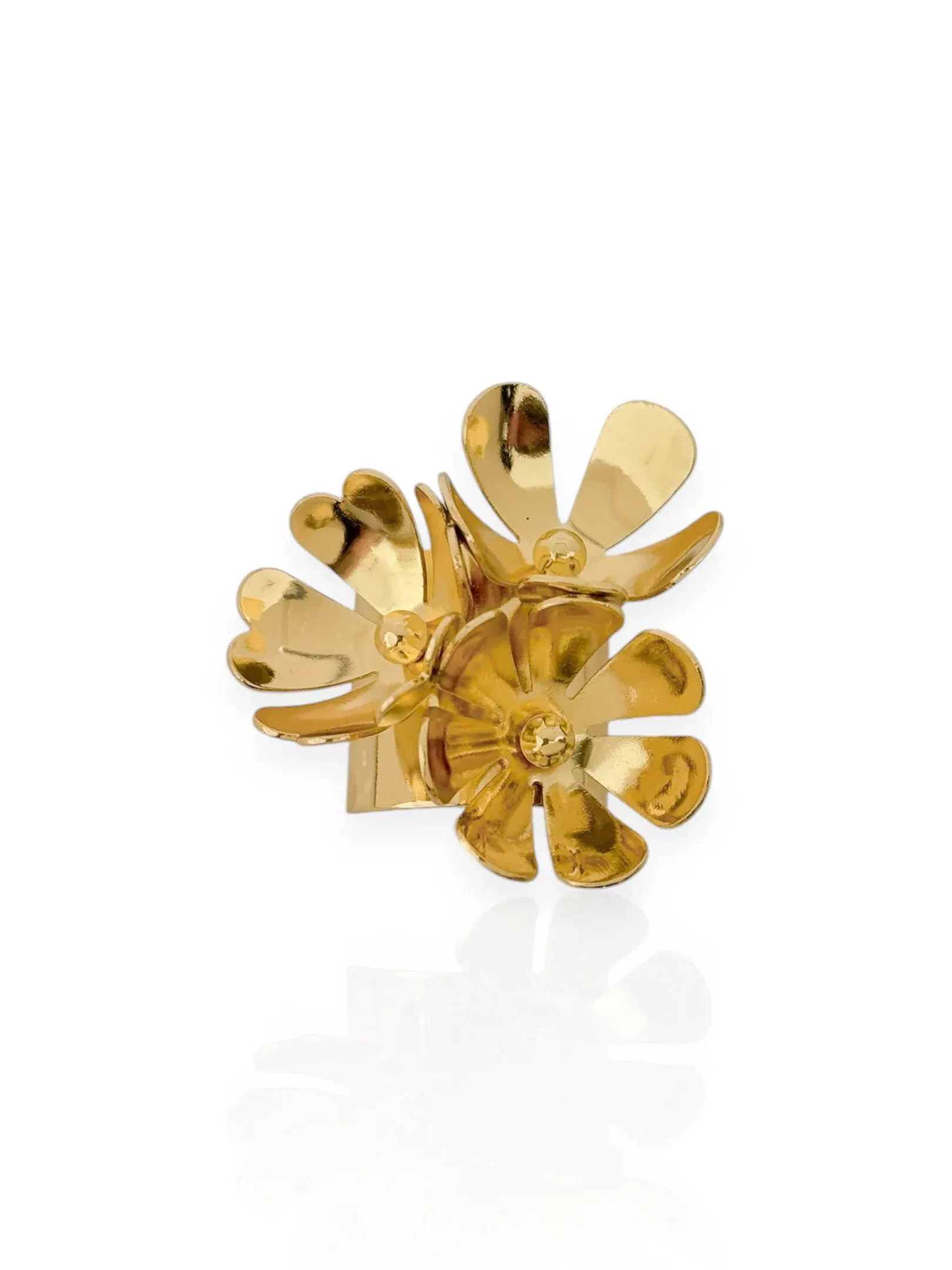 Anel Folheado a Ouro 18k e Prata Regulável Flor Max
