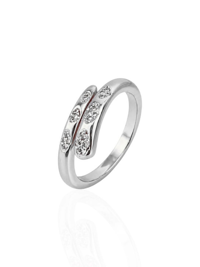 Anel Folheado a Ouro 18k e Prata Serpente Com Micro Zirconia