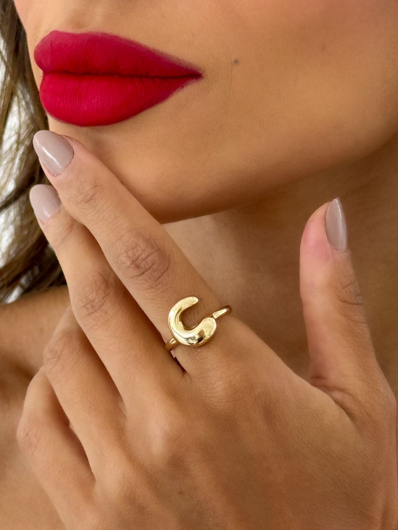 Anel Folheado a Ouro 18k Iniciais