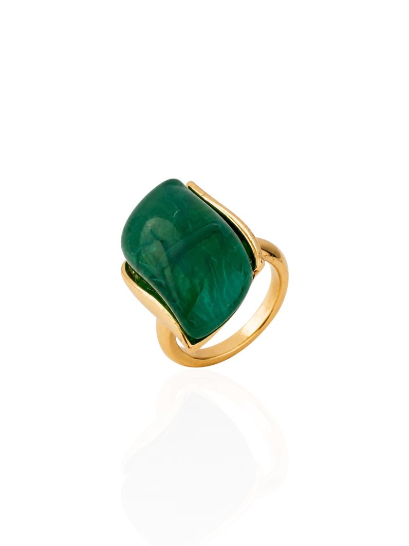 Anel Folheado a Ouro 18k Organico Resinado