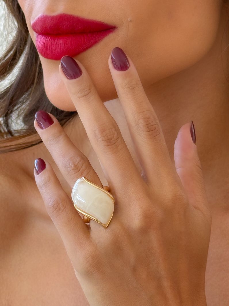 Anel Folheado a Ouro 18k Organico Resinado