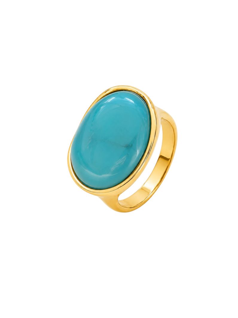 Anel Folheado a Ouro 18k Oval Resinado
