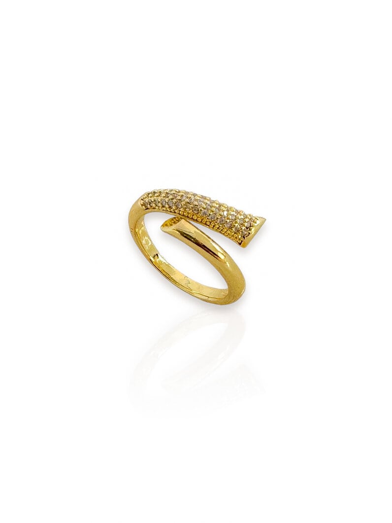 Anel Folheado a Ouro 18k Regulável Com Micro Zircônia