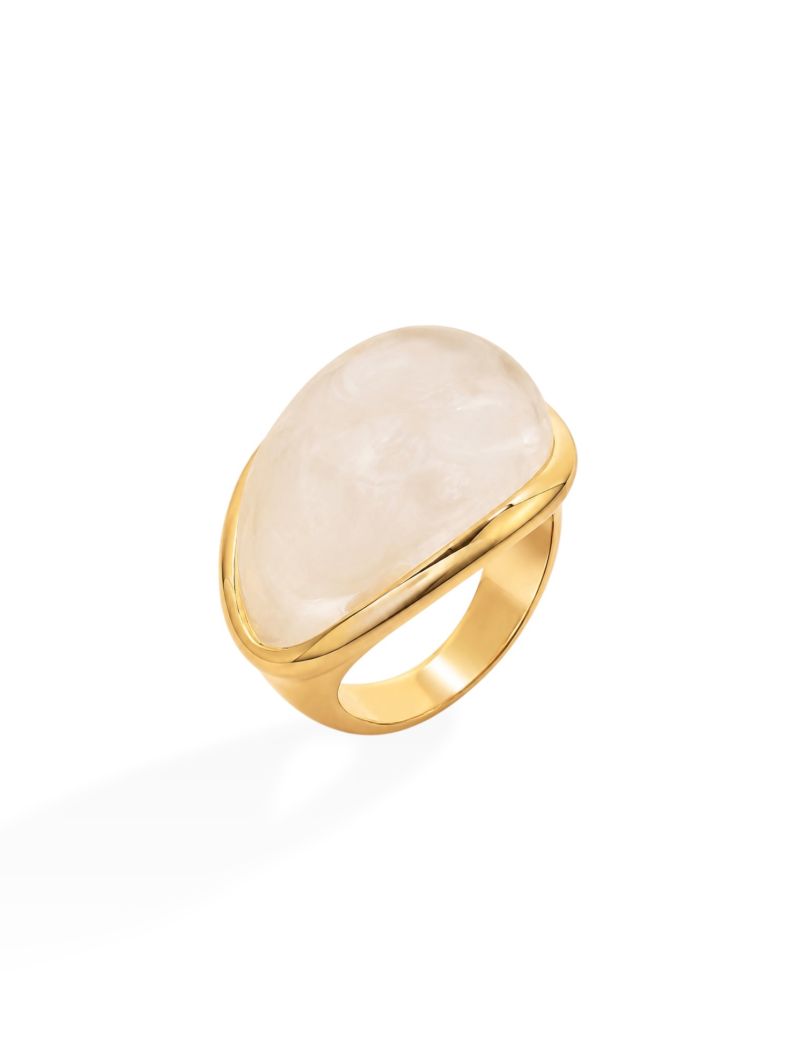 Anel Folheado a Ouro 18k Resinado Gota