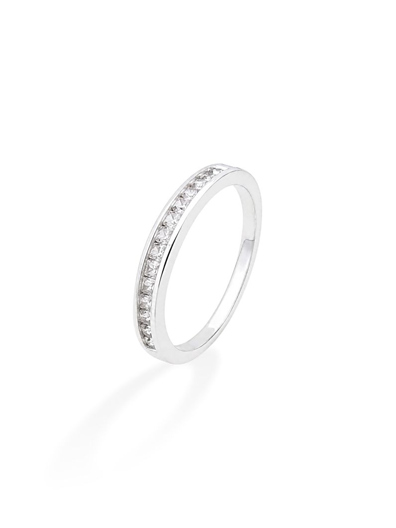 Anel Folheado a Prata 925 Com Zirconia