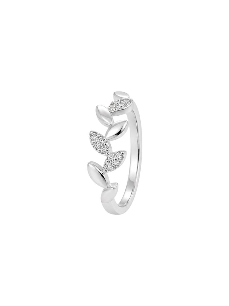 Anel Folheado a Prata 925 Escamas Com Zirconia