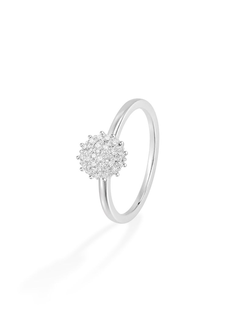 Anel Folheado a Prata 925 Flor Com Micro Zirconia