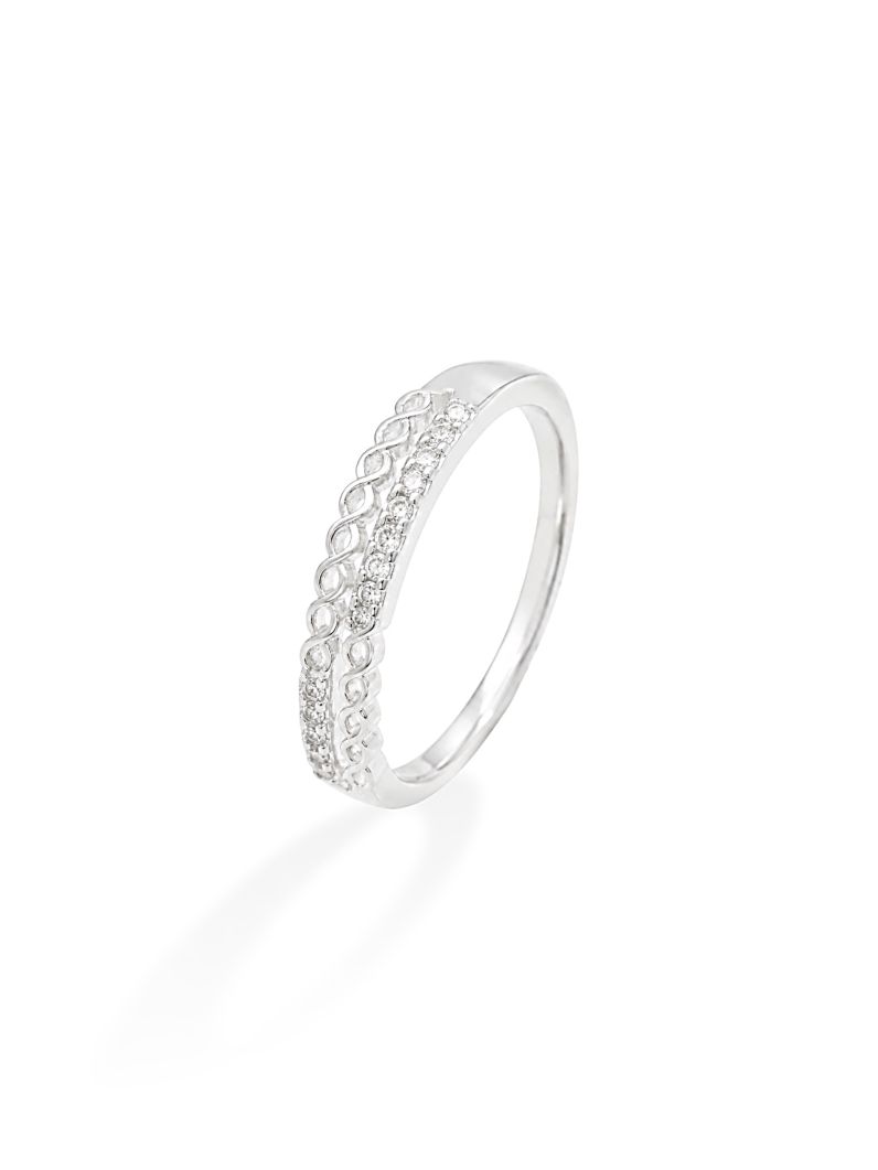 Anel Folheado a Prata 925 Microzircônias