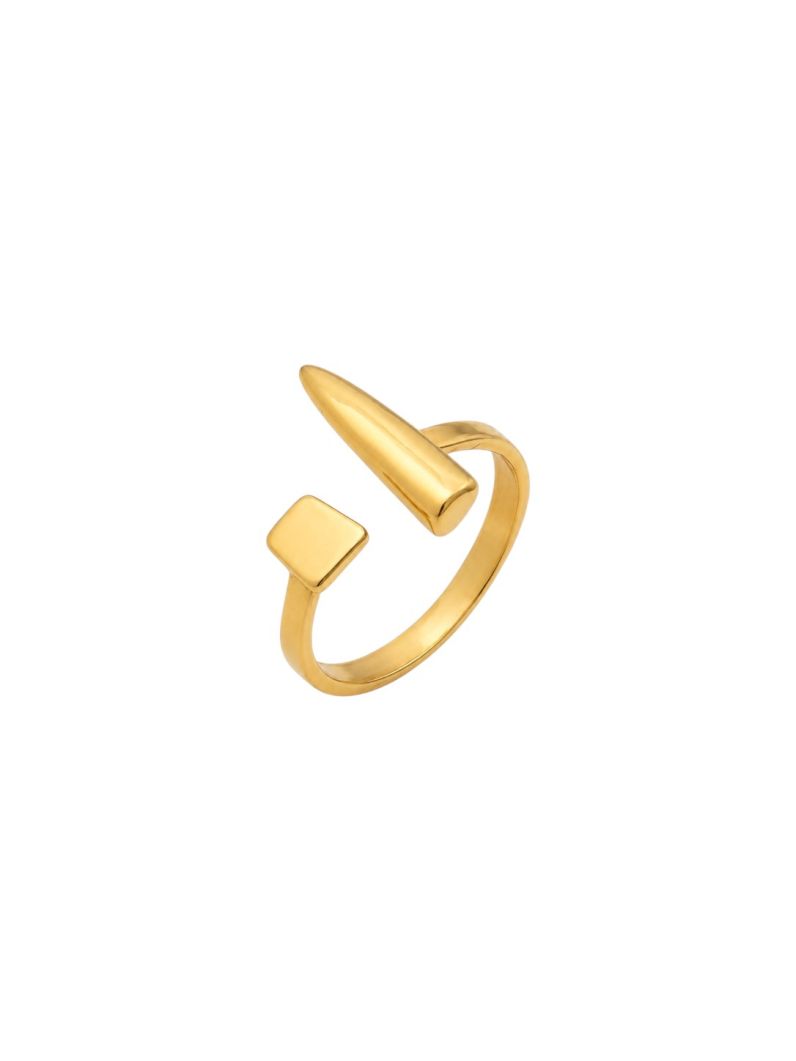 Anel Regulável Folheado a Ouro 18k Design Moderno