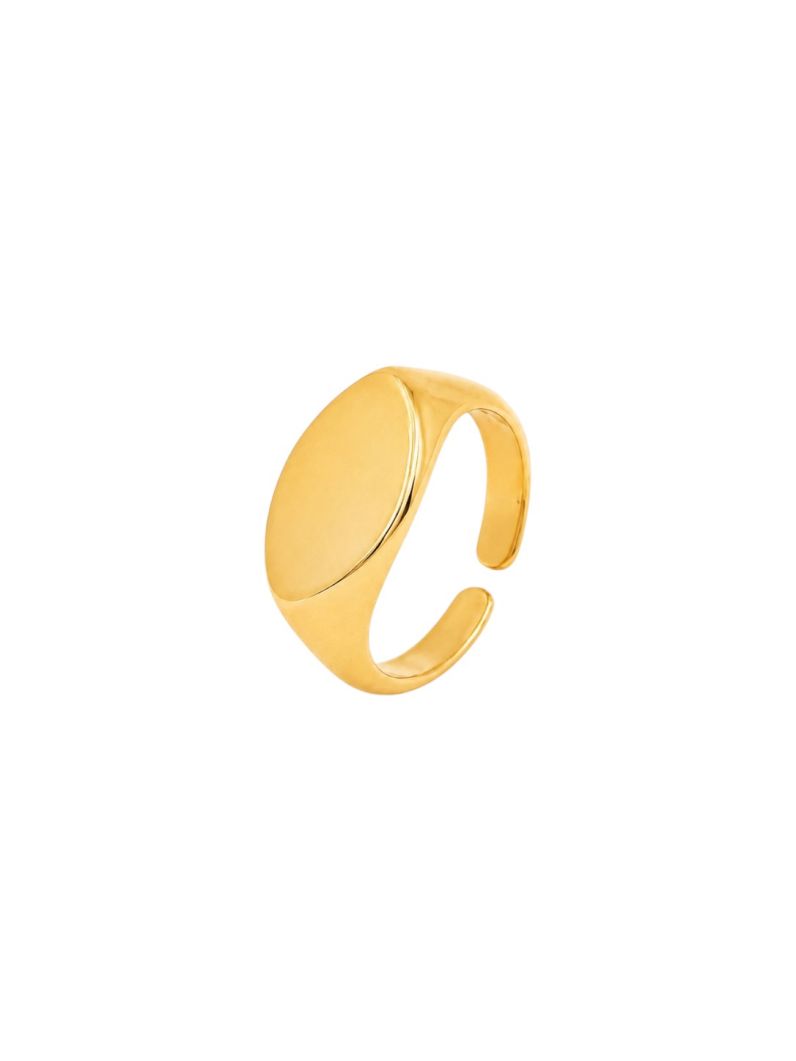 Anel Regulável Folheado a Ouro 18k Design Oval Liso