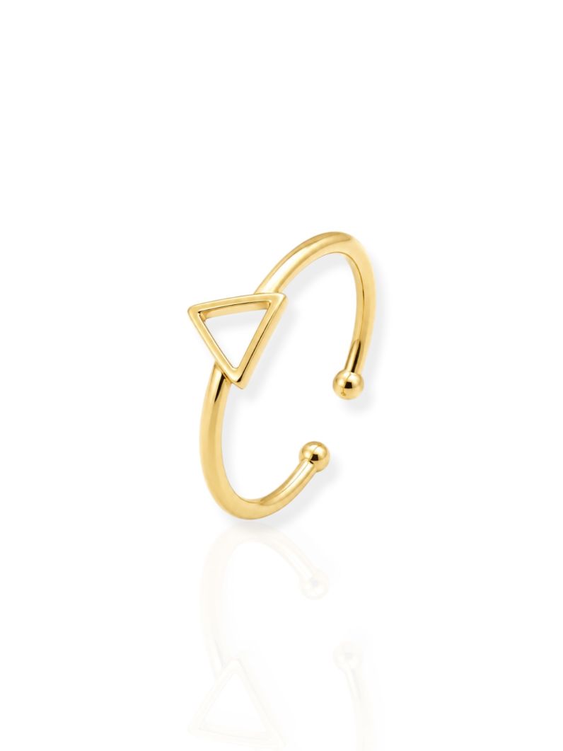 Anel Regulável Folheado a Ouro 18k Design Triangulo