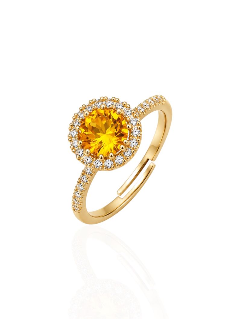 Anel Regulável Folheado a Ouro 18k e Prata Círculo de Cristal