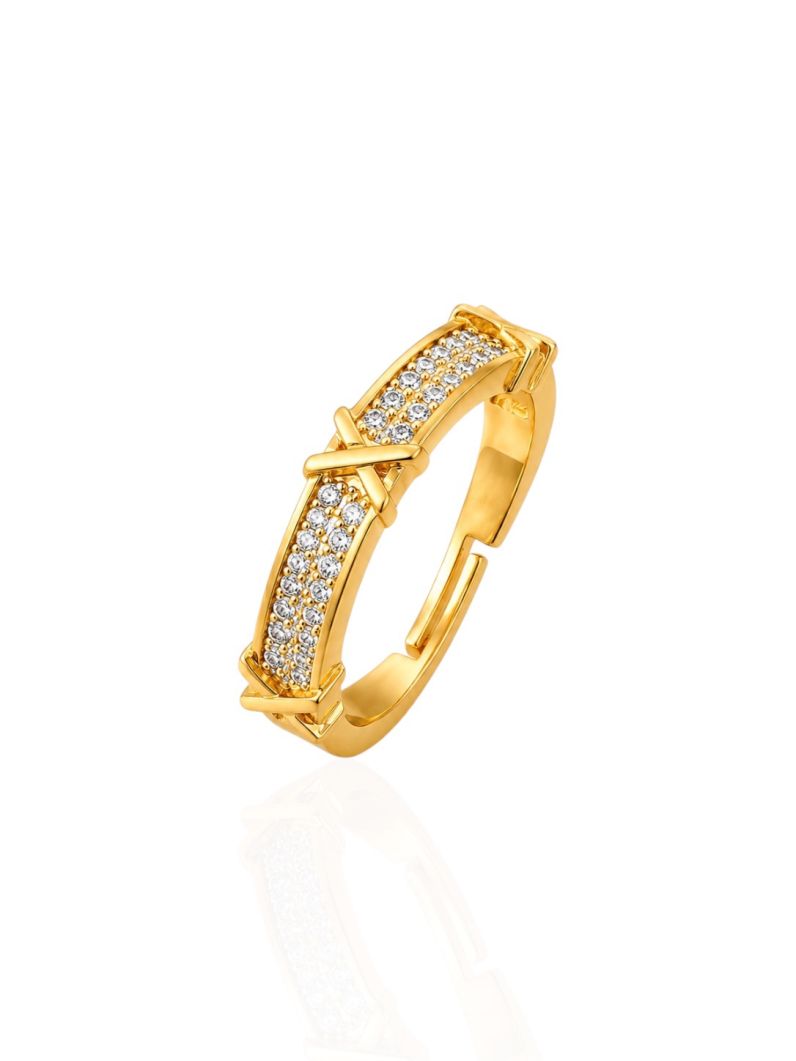 Anel Regulável Folheado a Ouro 18k e Prata Cravejado