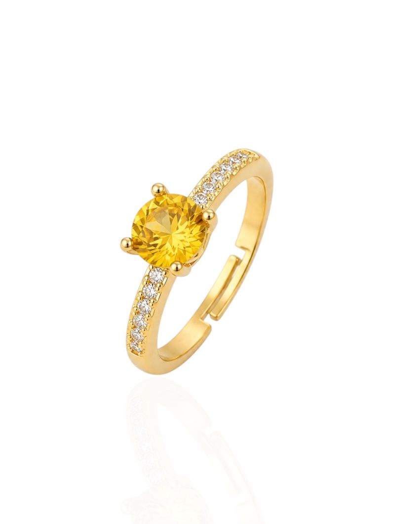 Anel Regulável Folheado a Ouro 18k e Prata Cravejado Com Ponto de Luz