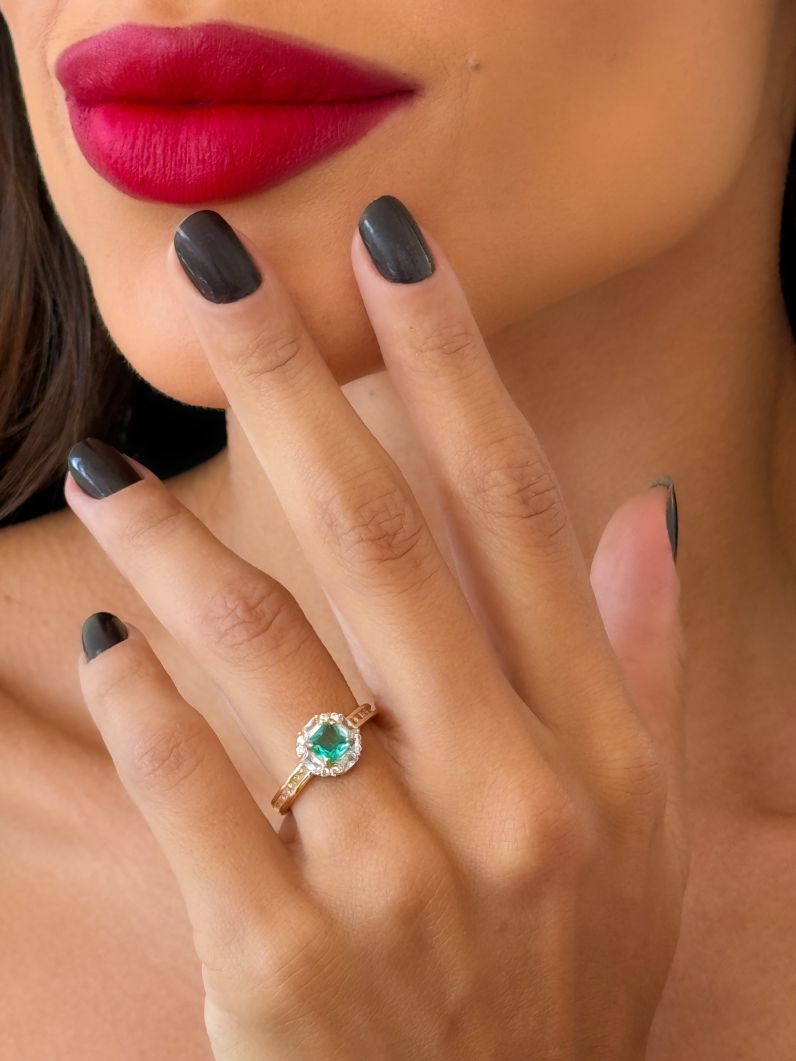 Anel Regulável Folheado a Ouro 18k e Prata Cristais Coloridos