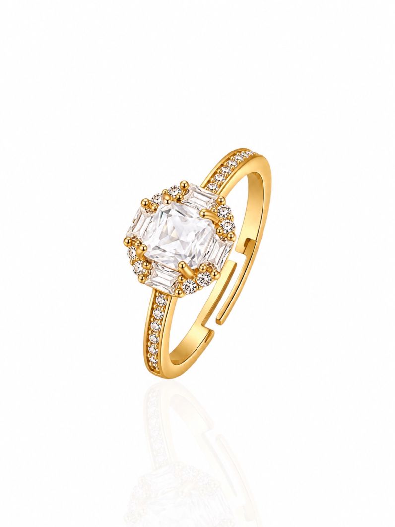 Anel Regulável Folheado a Ouro 18k e Prata Cristais Coloridos
