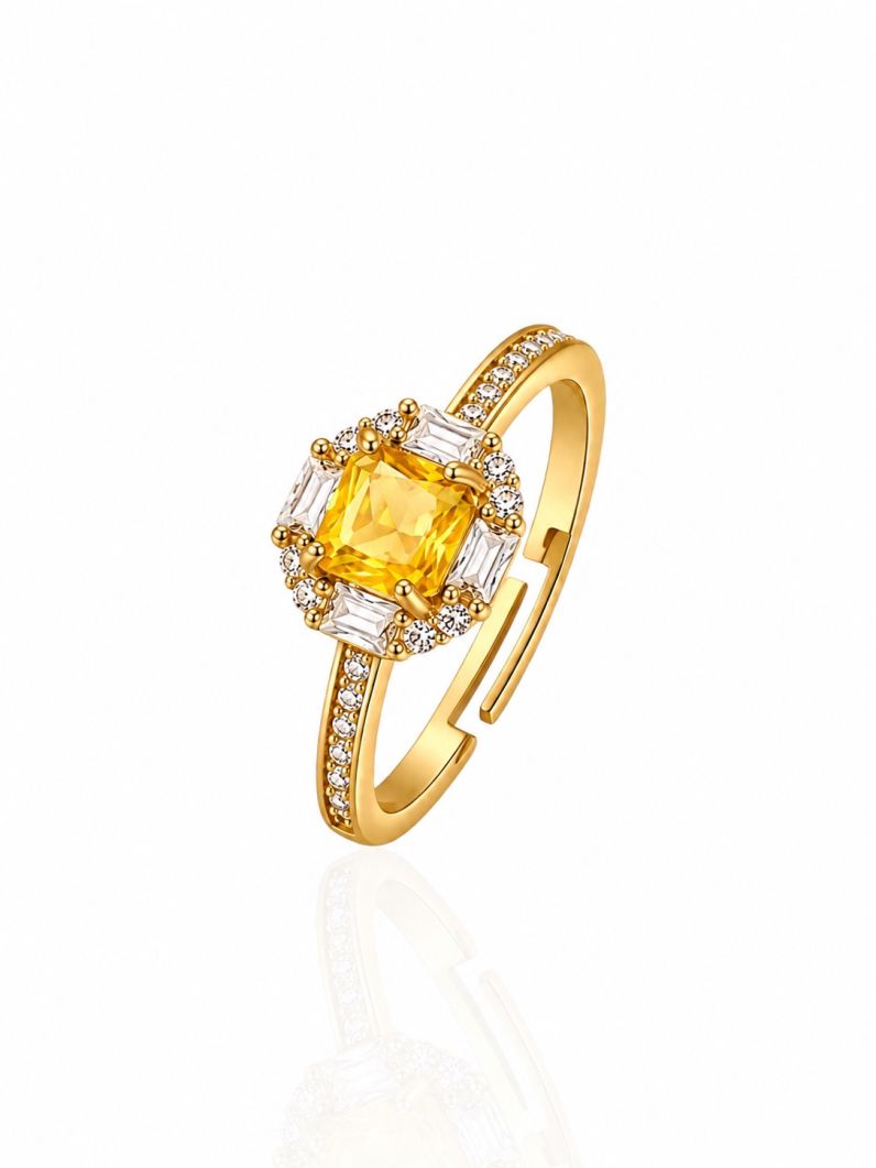 Anel Regulável Folheado a Ouro 18k e Prata Cristais Coloridos