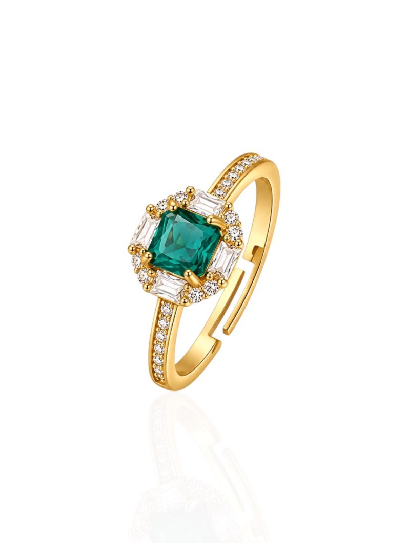 Anel Regulável Folheado a Ouro 18k e Prata Cristais Coloridos