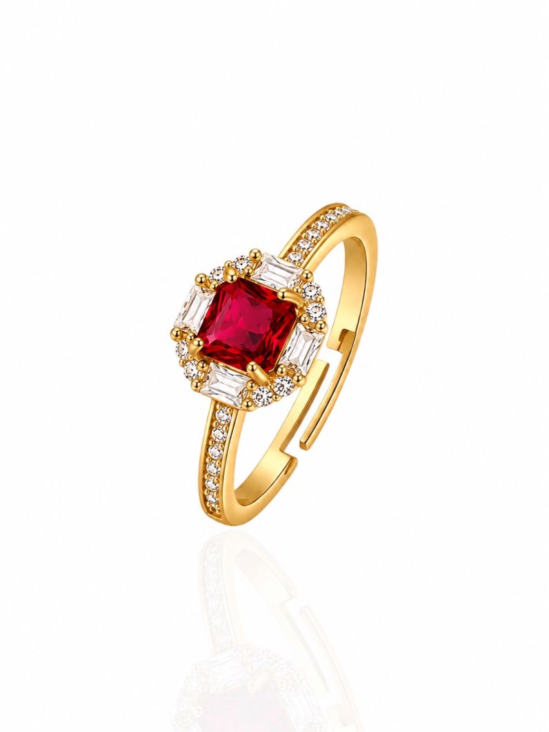 Anel Regulável Folheado a Ouro 18k e Prata Cristais Coloridos