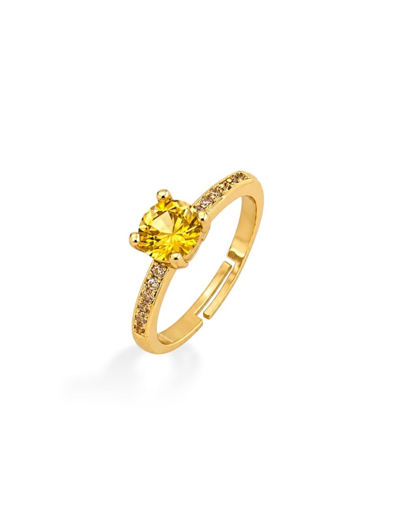 Anel Regulável Folheado a Ouro 18k e Prata Cristal Moderno