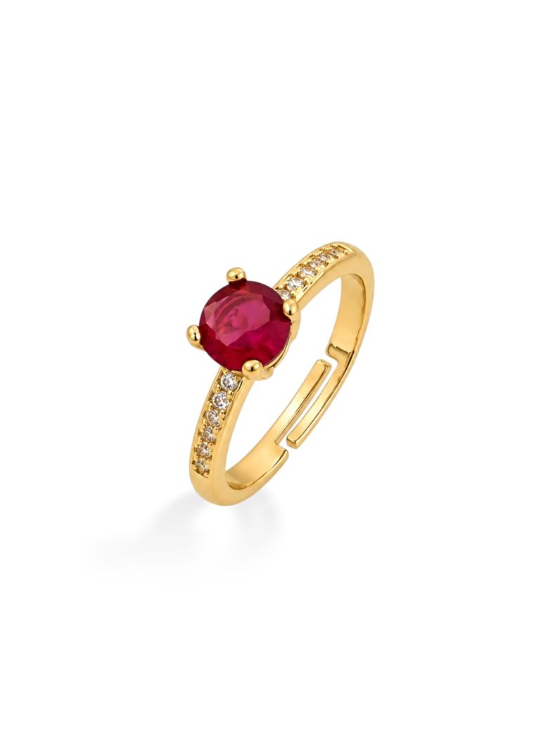 Anel Regulável Folheado a Ouro 18k e Prata Cristal Moderno