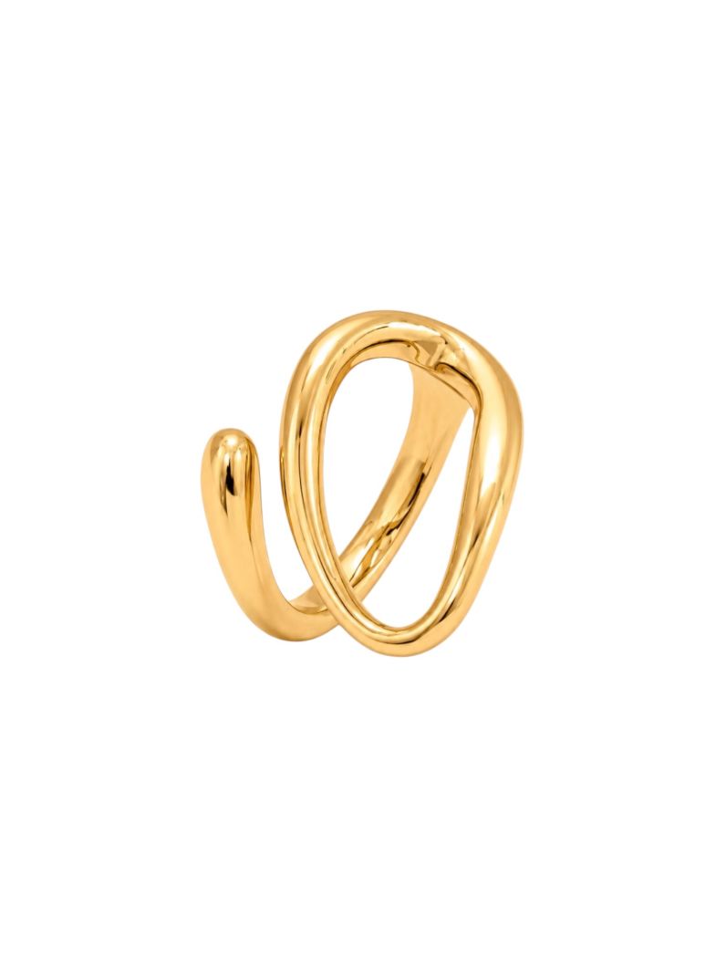 Anel Regulavel Folheado a Ouro 18k e Prata Design Gota Vazada