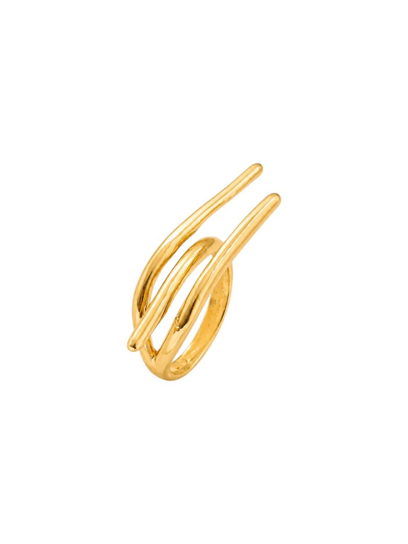 Anel Regulavel Folheado a Ouro 18k e Prata Fios Lisos