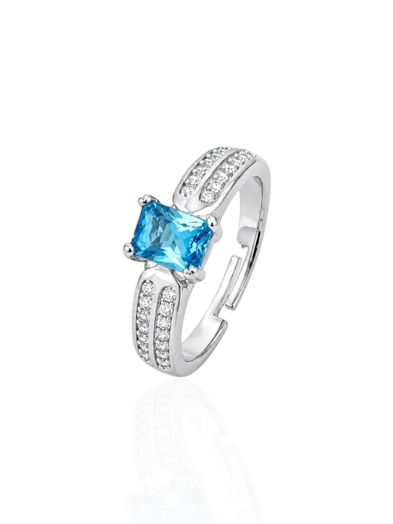 Anel Regulável Folheado a Ouro 18k e Prata Quadrado Cristal Colorido