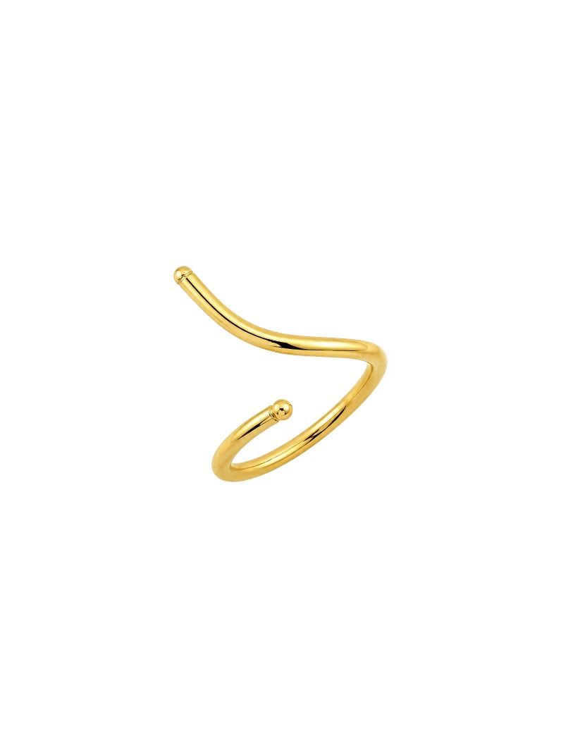 Anel Regulável Folheado a Ouro 18k Fio Curvado