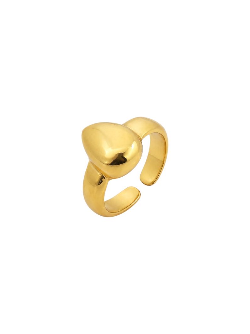 Anel Regulável Folheado a Ouro 18k Gota Lisa