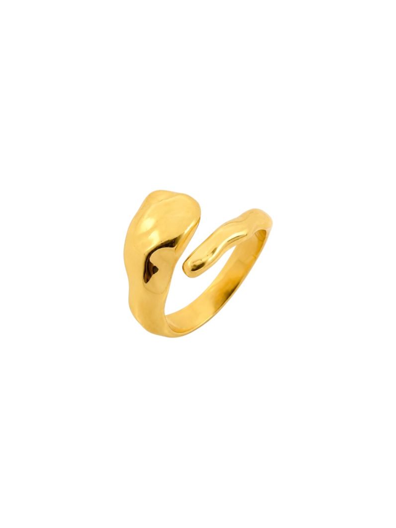 Anel Regulável Folheado a Ouro 18k Gota Martelada